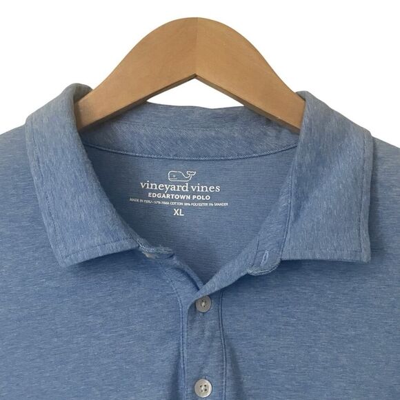 Vineyard Vines Mens Size XL Edgartown Polo Shirt Short Sleeve Heather Blue - Picture 6 of 9